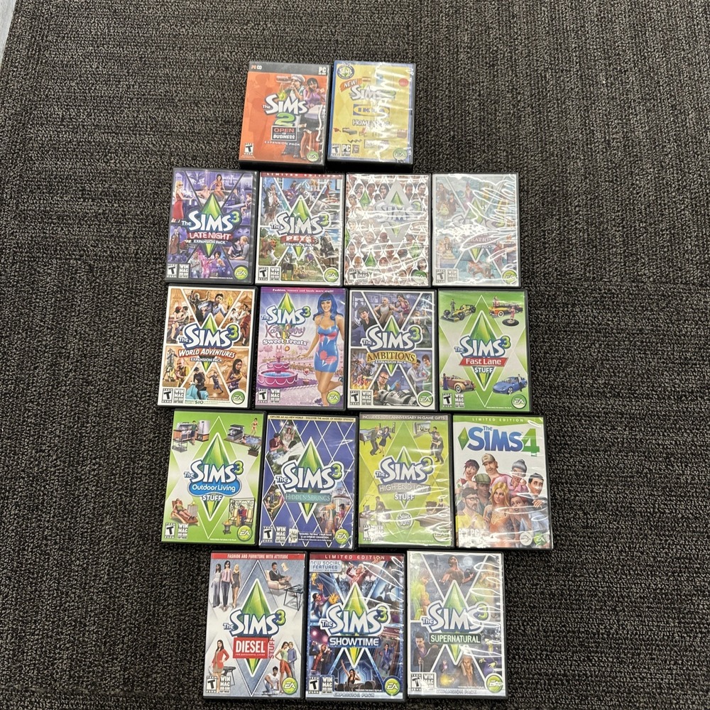 The‎ Sims 2-3-4 PC Bundle Base 17 Pack Excellent Used Condition